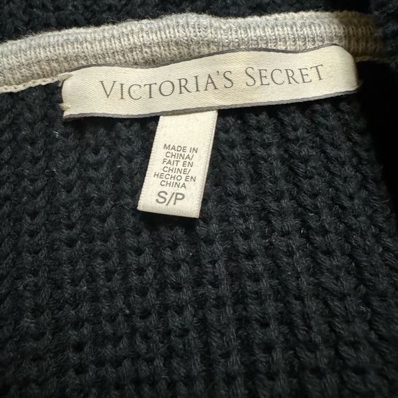 Victoria's Secret Black Knit Hooded Cardigan Open Front Women's O/S Size S - Picture 3 of 6